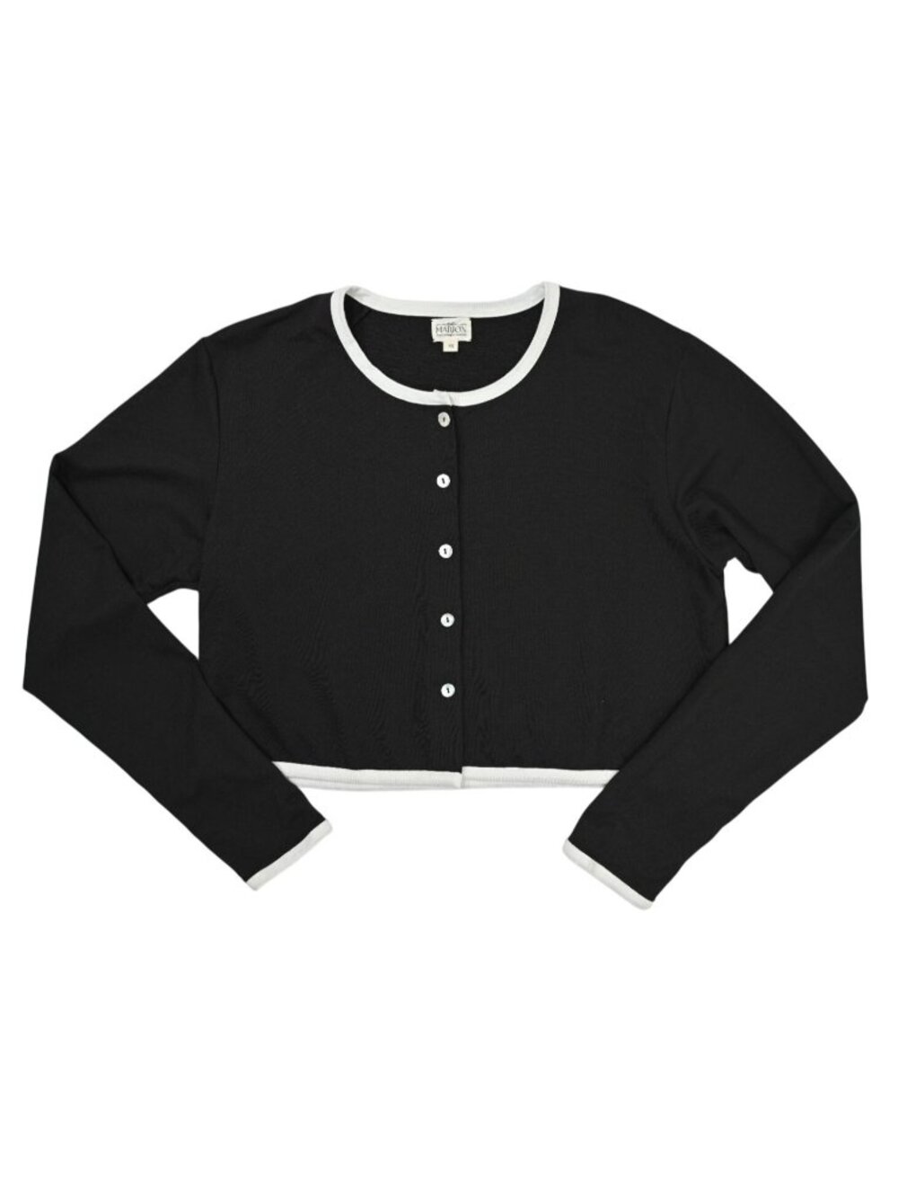 Marjon SoftKnit Mother of Pearl Button Cardigan in Jet Contrast